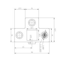 Buiskoppeling T-Stuk met zij-uitgang - zwart - vierkant - 25 mm
